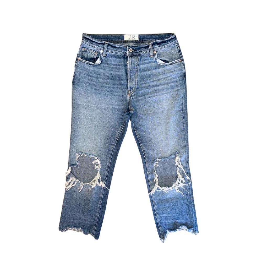 We the free Size 28 Women's Ankle Ripped Knee Jeans Blue High Rise